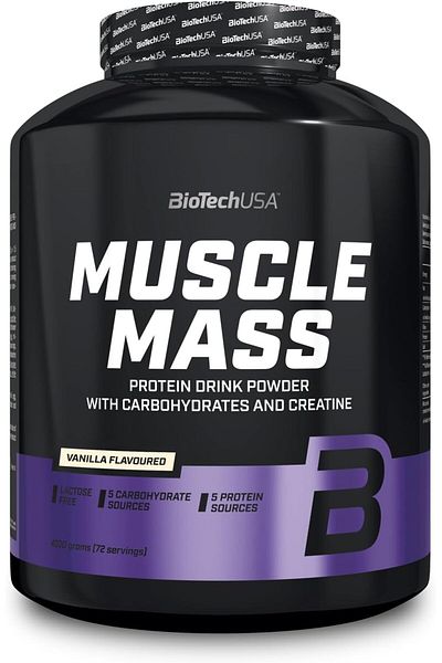 BiotechUSA Muscle Mass | Protein and Carbohydrate Powder | With Creatine Peptides and Glutamine | Ga