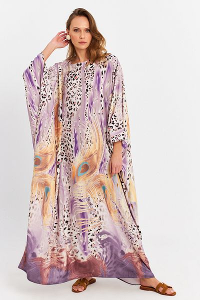 Cool & Modest Women's Multi Silk Kaftan Dress Malo4010