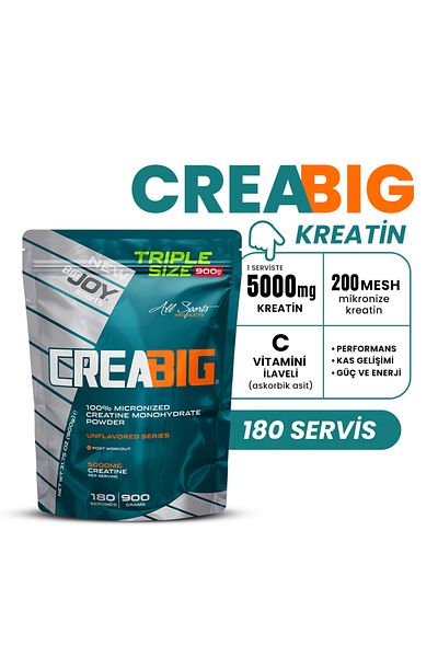 Bigjoy Sports Creatine Creabig Creatine Powder 900 Gr 180 Servings Double Size 100% Micronized Monohydrate Creatine