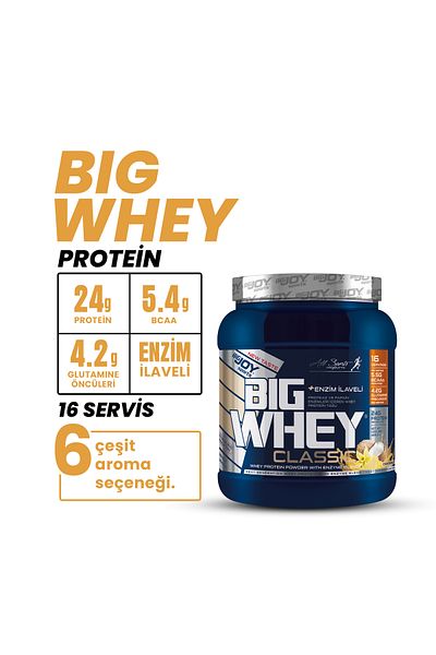 Bigjoy Sports Big Whey Classic 495Gr - 15 Servings Biscuit Flavored Protein Powder and Digestive Enzyme