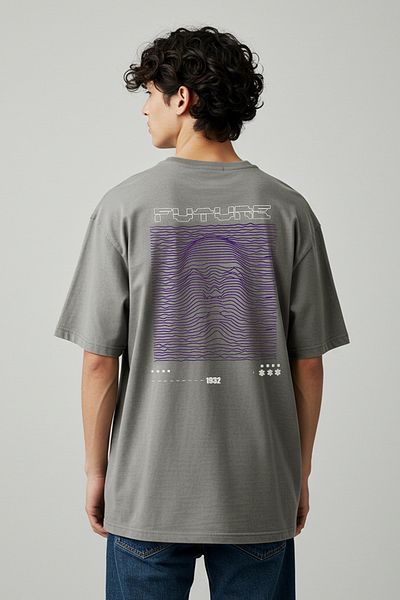 Trendyol Collection Γκρι υπερμεγέθη/φαρδιά μπλουζάκι με στάμπα 100% TMNSS23TS00171