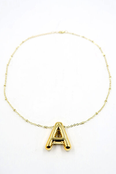 Trend Alaçatı Stili Γυναικείο χρυσό 3D A Letter Χρυσό Κολιέ ALC-X13851