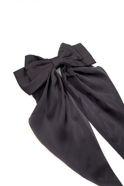 Trend Alaçatı Stili Damen-Haarspange mit großem Band aus schwarzem Satin, ALC-X13849
