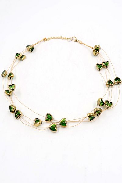 Trend Alaçatı Stili Grüne Multi-Herz-Stein-Geist-Halskette für Damen ALC-X13842