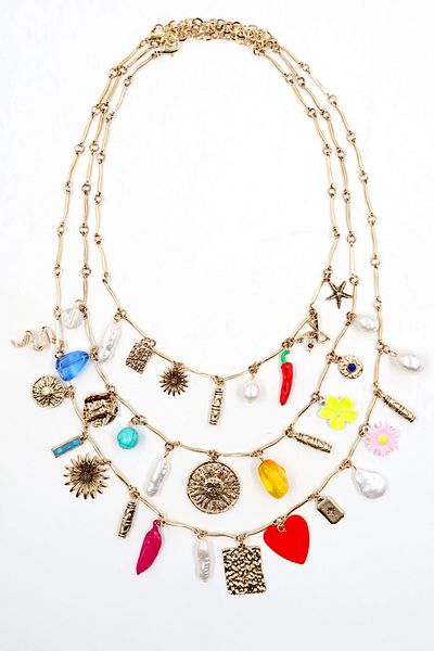 Trend Alaçatı Stili Women's Gold 3-Piece Charm Necklace Set Alc-X13807