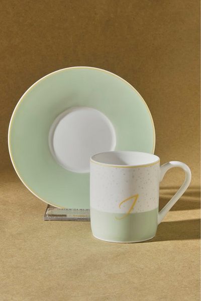 Karaca Single Porcelain Coffee Cup with Letter I