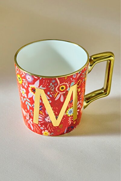 Karaca Flower M Letter Mug 350 ml
