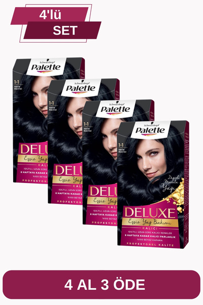 Palette Deluxe Saç Boyası 4 Al 3 Öde Seti 1-1 Gece Mavisi X 4