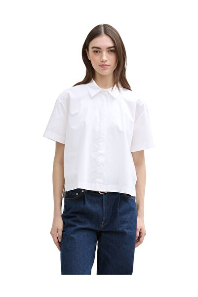 Tom Tailor Denim koszula o kroju pudełkowym z ozdobnymi plisami