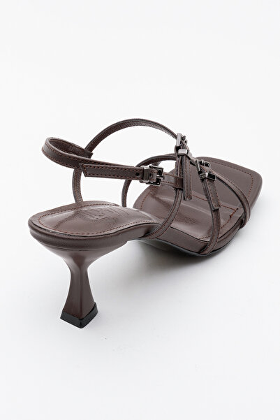 LuviShoes NEBEL Hnědé dámské sandály na podpatku