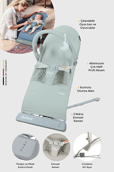 Huggy Wave Sallanabilir Müzikli Titreşimli Ana Kucağı Mint Yeşili