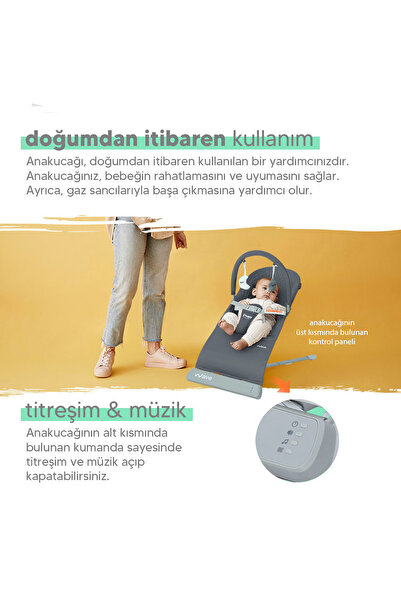 Huggy Wave Sallanabilir Müzikli Titreşimli Ana Kucağı Mavi