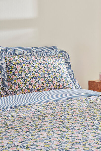 Karaca Home Punava Dark Blue Double 100% Cotton Duvet Cover Set