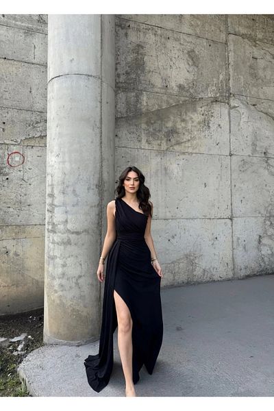 Mekafashion Βραδινό φόρεμα Tves Glittered Tail Detail582399 ΜΑΥΡΟ
