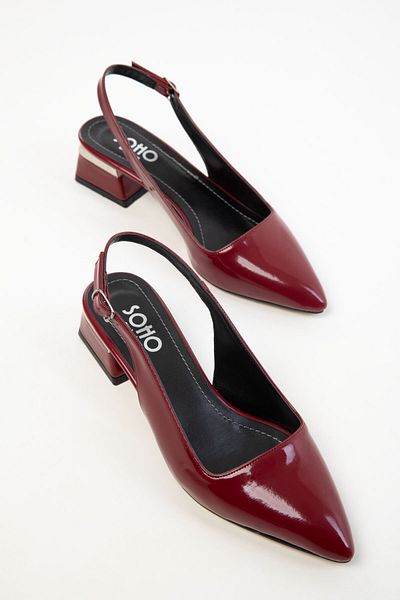 SOHO Claret Red Patent Leather Women's Classic Heeled Shoes 20402