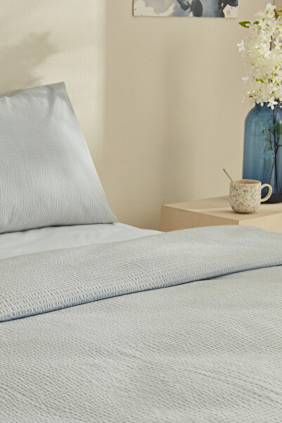 Karaca Home Fiora Soft Touch Blue Double 100% Cotton Bedding Set