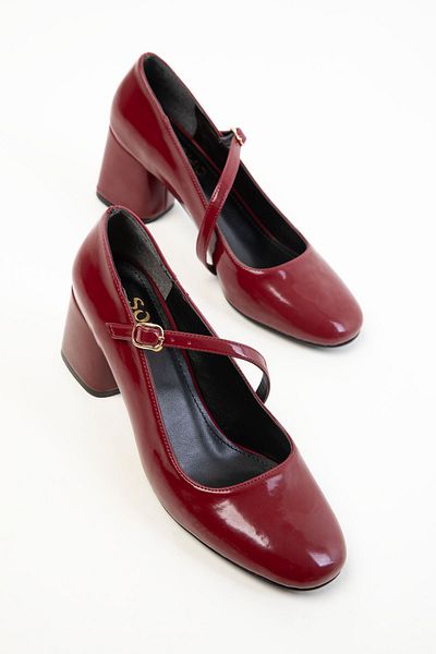 SOHO Claret Red Patent Leather Women's Classic Heeled Shoes 20417