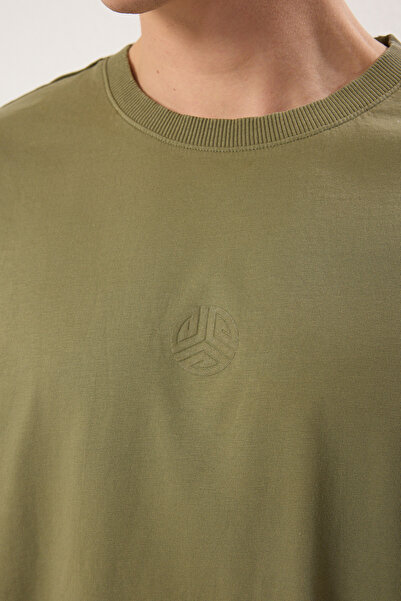 Trendyol Collection Khaki Color Oversize Wash Look Cotton T-Shirt - Tmnss25Ts00077