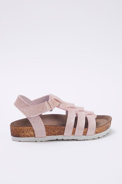 TRENDYOL SHOES Rosa glänzende Sandalen mit Klettverschluss für große/kleine Mädchen TAKSS25SD00012