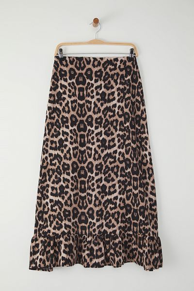 Edit by Trendyol Tarka leopárdmintás Midi szőtt szoknya TEDSS25ET00006