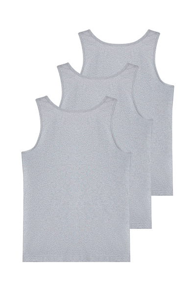 Trendyol Collection Gray U Collar Combed Cotton 3-Piece Cotton Underwear Undershirt