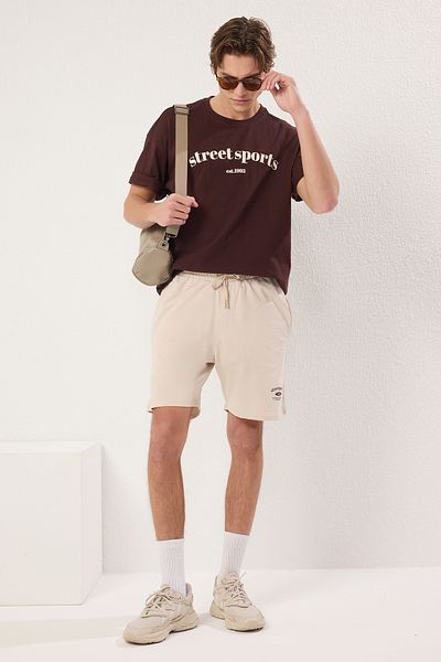 Trendyol Collection Коричневий спортивний комплект з шортів і футболки 100% бавовна