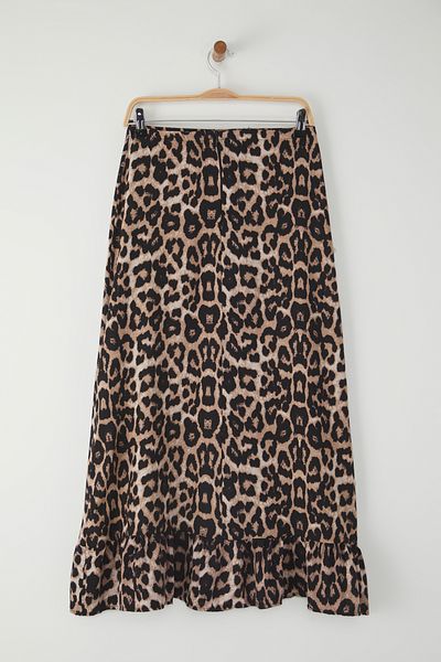 Edit by Trendyol Tarka leopárdmintás Midi szőtt szoknya TEDSS25ET00006