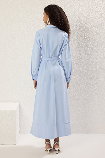 Trendyol Modest Világoskék kőkiegészítő részletes szőtt ingruha TCTSS25EB00118