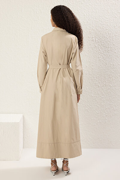Trendyol Modest Stone Color Stone Accessory Detailed Woven Shirt Dress Tctss25Eb00118