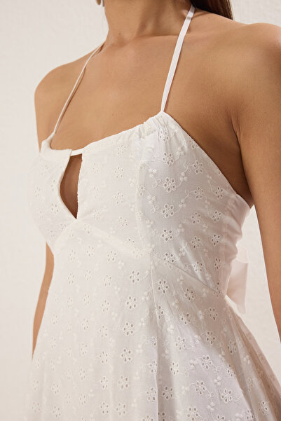 Trendyol Collection Rochie de plajă maxi țesută albă TBESS25EL00112