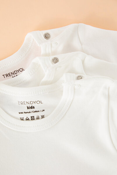 TRENDYOLKIDS White Unisex Baby Cotton 100% Basic Bodysuit/Body Tkdss25Zo00003