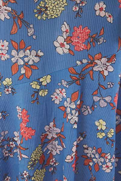 Trendyol Collection Indigo Strap Body-Fitting Ribbed Stretchy Knitted Maxi Pencil Dress Twoss24El00682