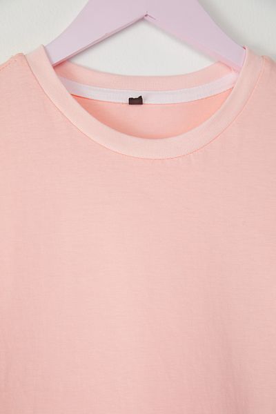 TRENDYOLKIDS Rose Dried-Powder-Ecru 3'Lü Girl 100% Cotton Basic Short Sleeve Knitted T-Shirt Tkdss25Ts00023