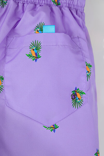 Trendyol Collection Fialové krátké tropické plavkové šortky Tmnss22Ds0003