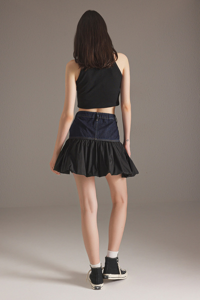 Trendyol Collection Blue Color Block Mini Denim Skirt Twoss25Et00128