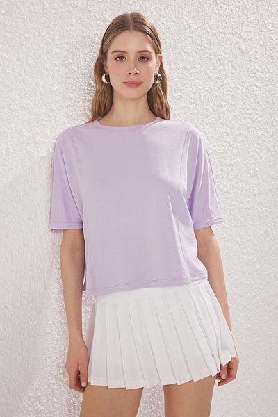 Trendyol Collection Lilac Comfortable Fit Crop Blouse Twoss25Bz00403