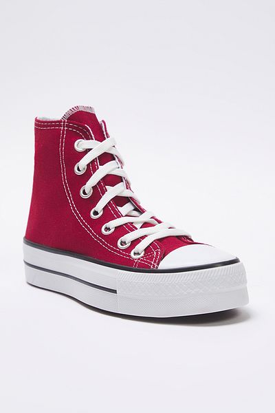 TRENDYOL SHOES Bordová šnurovacia dámska vysoká športová obuv TAKAW25SN00000