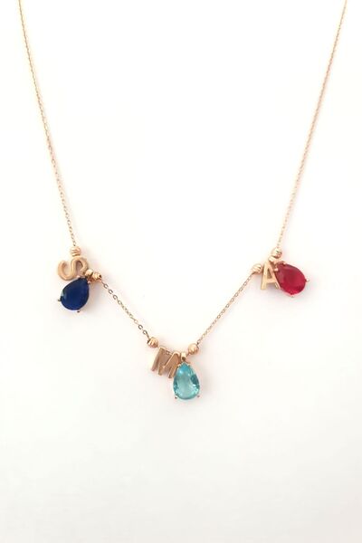 Papatya Silver 925 Ayar Gümüş Rose Kaplama Üçlü Damla Doğum Ayı Dorika Toplu ...