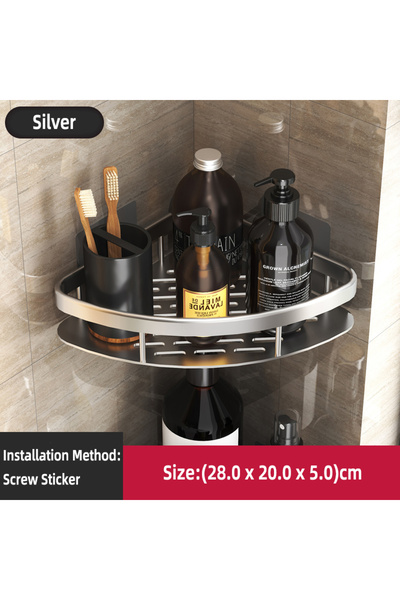 Choice Silver 1 Triangle Bathroom Shelf No Drill Aluminum Alloy Shampoo Stora...