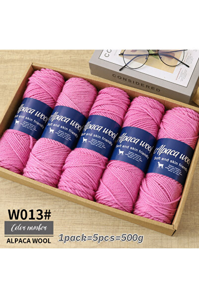 Choice 13 غزل صوف الألبكة الوردي 500 جرام، غزل خشن، منسوج يدويًا لصنع سترات د...