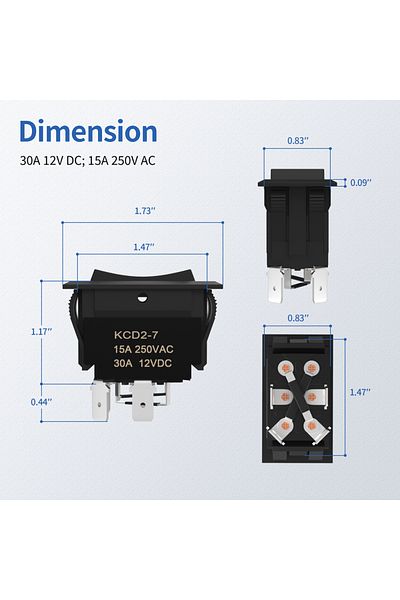 Daiertek Up Down Momentary Reverse Polarity Switch 12v 30a Dpdt Polarity Reversing Switch Rv Powe...