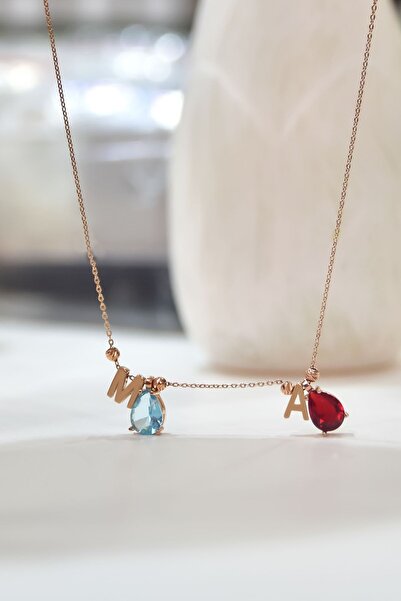 Papatya Silver 925 Ayar Gümüş Rose Kaplama Ikili Damla Doğum Ayı Dorika Toplu...