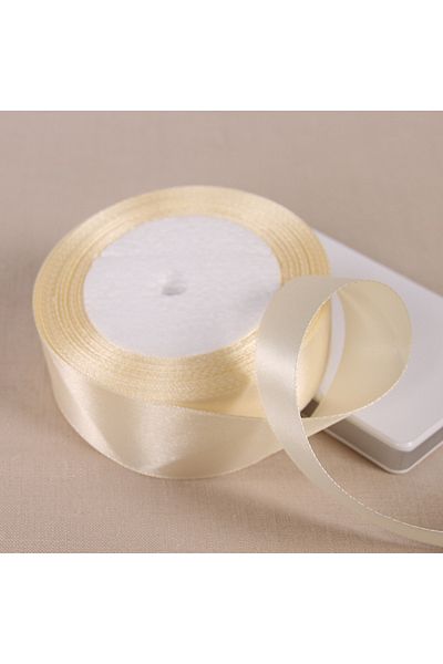 merylover Satin Ribbon 25mm beige 25 Yards 6/10/12/15/20/25/32/38/50/75mm Beige Color Polyester Satin Ribbon f