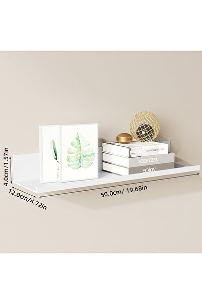 Choice رفوف حمام عائمة بيضاء مقاس 50 سم بدون حفر رف حائط للتخزين منظم منزلي على الحافة