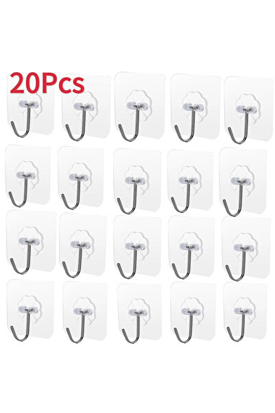 Choice B-20PCS 5/10/20Pcs خطاف لاصق ذاتي شفاف للباب وخطاف حائط رف حمل ثقيل لل...