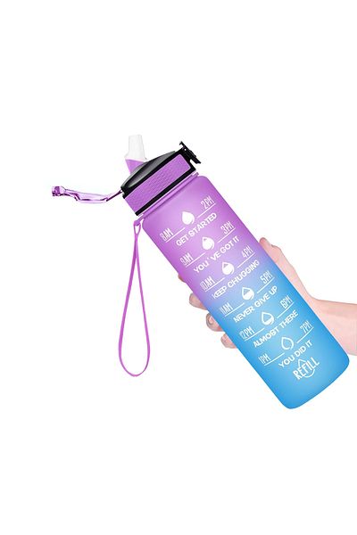 Choice 900ml Pink Cyan 32 Oz Leakproof Water Bottles with Times to Drink and Straw Motivational Drinking Sp