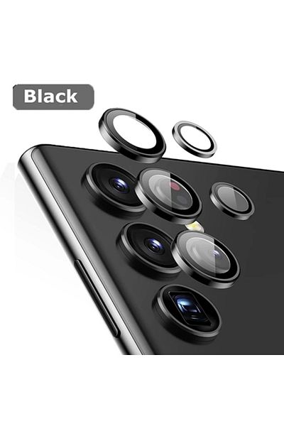 Choice Samsung S25 Ultra Black Metal Lens Ring Glass Case for Samsung S24 S23 Ultra S22 Plus Camera Lens Sc