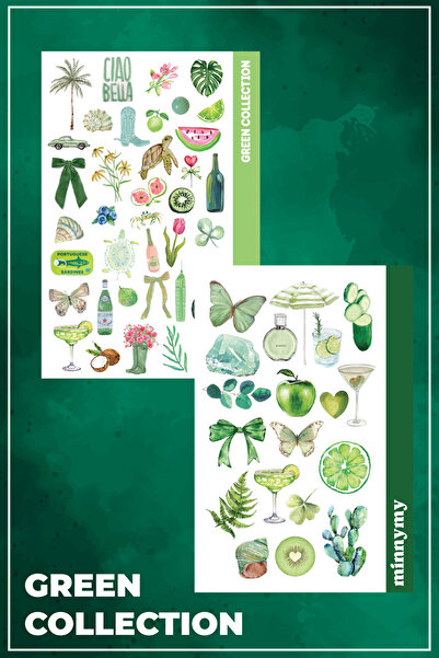 Minnymy 2'li Green Collection Retro Sticker, Çıkartma, Ajanda, Günlük, Planla...