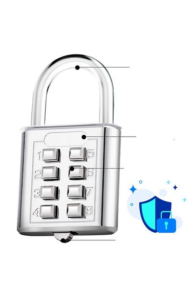 Choice Silver 8 Digits Password Code Combination Padlock Zinc Alloy Suitcase For Luggage Travel Code Smart