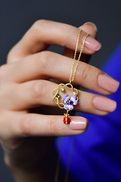 Papatya Silver 925 Ayar Gümüş Gold Kaplama Tasarım Uğur Böceği Sallantılı Min...